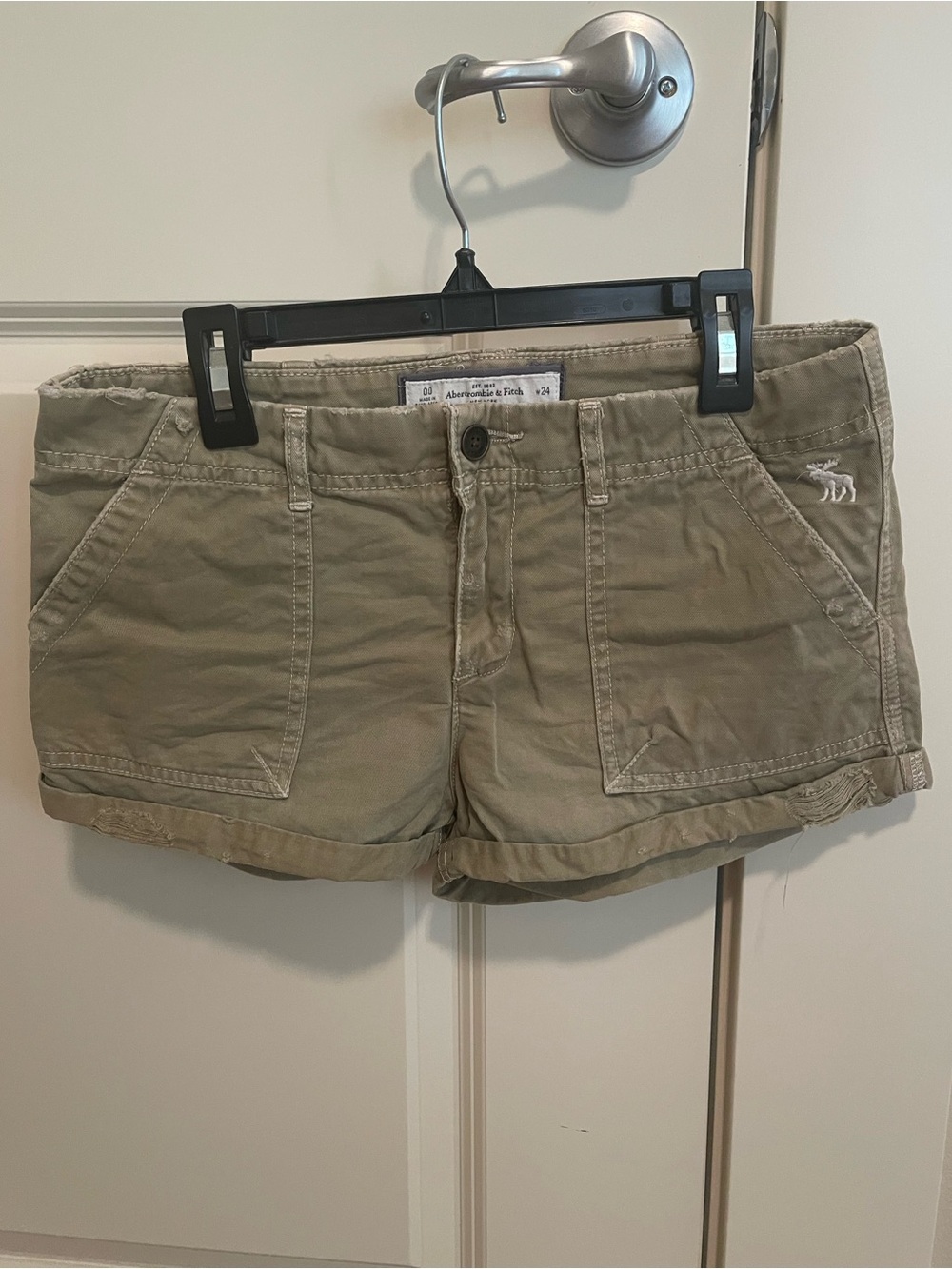 Abercrombie & Fitch Women’s Olive Green Roll-Hem Utility Shorts 🩳 Size 00 / 24